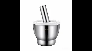 Double stainless steel mortar and pestle pill crusher spice grinder herb bowl