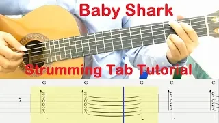 Baby Shark Guitar Tutorial Strumming Tab Chords - Guitar Lessons for Beginners