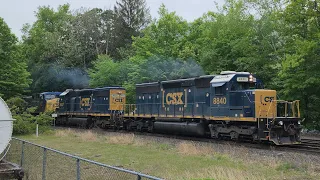 CSX I019 with EMD leader at Chester On Track, 5/20/23