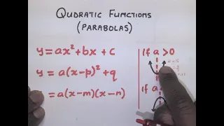 Quadratic functions (Parabolas) for Grade 11