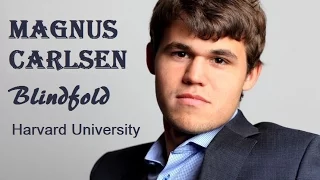 Magnus Carlsen - blindfold at Harvard University (Eng.subs)