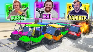 EL ÚLTIMO EXPLOTA CON CARRITOS DE GOLF! CON AURONPLAY , IBAI Y AMIGOS!! - GTA V ONLINE