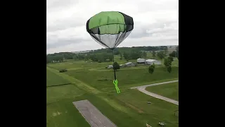 Paratrooper dropped from RC plane. Chased by my drone.