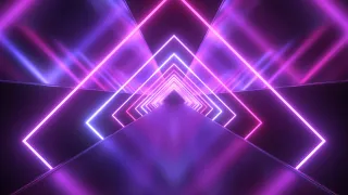 Future Neon Laser Squares with Ultraviolet Light Tunnel Reflections 4K VJ Loop Moving Background