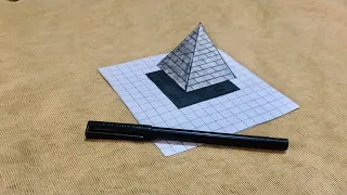 3d drawing pyramid on paper for beginners #art #3d