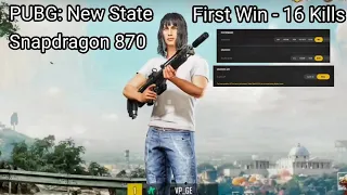 PUBG: New State - FPP Squads - First Win - (16Kills) - Snapdragon 870 Max Settings + VULKAN API