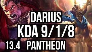 DARIUS vs PANTHEON (TOP) | 9/1/8, 2.1M mastery, Legendary, 300+ games | KR Grandmaster | 13.4