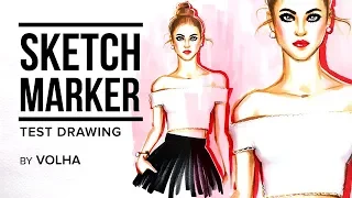 Sketchmarker test drawing #10 / Рисую фэшн-иллюстрацию на бумаге Sketchmarker
