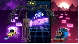Thomas Train exe vs Lightning McQueen Eater vs Siren Head vs Spider House Head l Tiles Hop EDM Rush