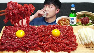 얼굴이 육회 색깔이 되어버린 육회파티(Ft.육회비빔밥, 된장찌개) 혼술 리얼먹방 Raw Beef MUKBANG ASMR REALSOUND EATINGSHOW