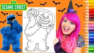 Coloring Cookie Monster Halloween Coloring Page Prismacolor Colored Pencils | KiMMi THE CLOWN