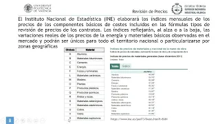 Ley de Contratos del Sector Público. Revisión de Precios | 8/9 | UPV