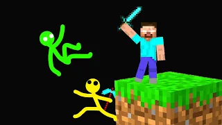 Only One Block Can Help Stickman In Minecraft