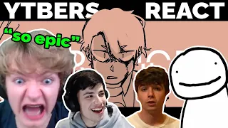 All streamers react to Dream Team SMP War Animatic | Tommy, George, Karl from MrBeast, Tubbo, Punz..