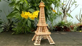 DIY! Useful Diy Ideas - Making Eiffel Tower with bamboo toothpick (Method 2) | T-IDEAS