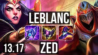 LEBLANC vs ZED (MID) | 6 solo kills, 1.0M mastery | EUW Master | 13.17