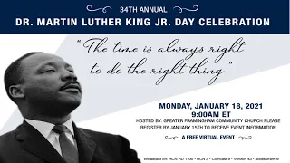 34th Annual Dr. Martin Luther King Jr. Memorial Virtual  Event