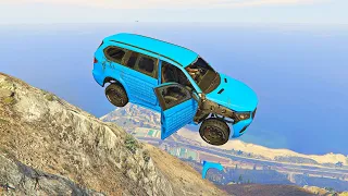 GTA 5 Cliff Drops Crashes With Real Cars Mod #38