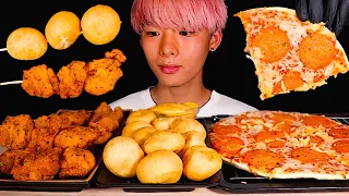 ASMR CHEESE BALLS, MOZZARELLA PIZZA, SPICY FRIED CHICKEN (Eating Sound) | MAR ASMR