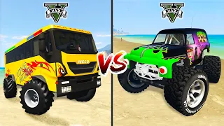 Monster Truck Skullcrusher vs Iveco Monster Bus in GTA 5 - which is best?