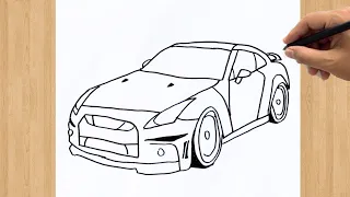 How to Draw a Nissan GTR R35 Step by Step | Easy Drawing Tutorial