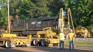 Clean Up & Locomotives Being Re-Railed after Derailment in Germantown, TN 6-13-19 [4K]