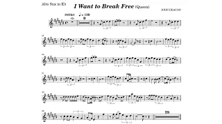 I Want to Break Free - Queen - backing track and sheet (original key) for Alto Sax