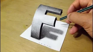 Easy Drawing 3D Letter - How to Draw Letter F - by Vamos