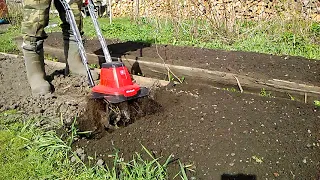 Электрокультиватор-мини в работе. делаем грядку.