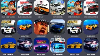 Car parking, Race Master, Pixel Car Racer, CarX Highway Racing, Nitro Nation, Beach Buggy Racing 2