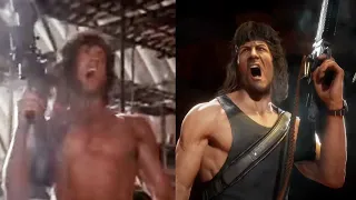 Rambo Gameplay Trailer Vs Movie Comparison - Mortal Kombat 11 ULTIMATE