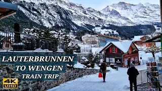 Lauterbrunnen to Wengen 🇨🇭 Switzerland - Train ride with Fantastic Views - Switzerland Alps 4K UHD