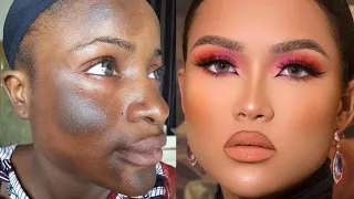 😳MUST WATCH 👆🏼 UNBELIEVABLE 😍BRIDAL MAKEUP AND GELE TRANSFORMATION FOR DARK SKIN