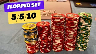 I FLOP A SET IN MASSIVE 5/5/10 GAME - Kyle Fischl Poker Vlog Ep 125