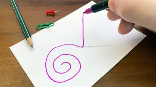 Drawing 3D Line Exercises -Snake, Ladder, Spiral - Trick Art on Paper