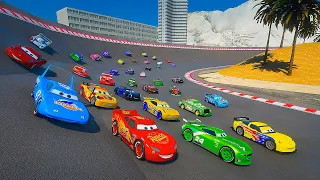 Race Pixar Crazy Cars- McQueen VS Jackson Storm The King Chick Hicks Cruz Ramirez and Friends