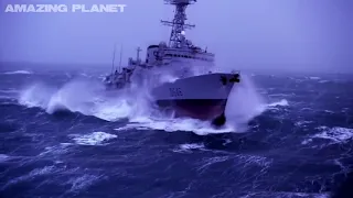 Navy ships in HUGE HEAVY SEAS! Including some of the WORLD S BIGGEST WAVES STORMS ever filmed