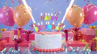 Happy Birthday To You Greeting Video Animation with birthday cake and wishes in 4K
