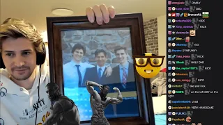 xQc shows his Photo with GIGACHAD Dad and brother, Nick with a nerd beside them