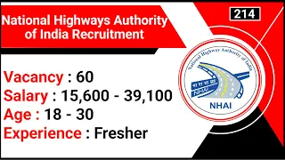 National Highways Authority of India Recruitment 2024 | NHAI Recruitment 2024 | Civil Engineer Jobs