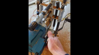 Virutex Mortising Machine - routing a groove for a slide arm door holder.
