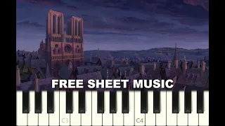 THE BELLS OF NOTRE DAME from The Hunchback, Disney, Piano Tutorial with free Sheet Music (pdf)