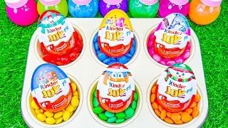 Satisfying ASMR l Magic Kinder Joy Eggs in Circle Color Tray with Rainbow Lollipop Slime Candy M&M