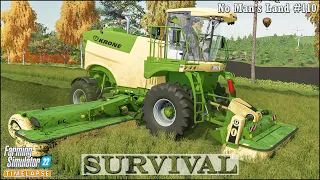 Survival in No Man's Land Ep.110🔹Removing Potatoes Foliage. Mowing & Making Grass Round Bales🔹FS 22