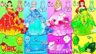 [🐾paper diy🐾] Blue Pink Green Yellow Disney Princess Dresses | Rapunzel Compilation 놀이 종이