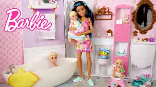 Barbie & Ken Doll Family Babysitter Evening Routine