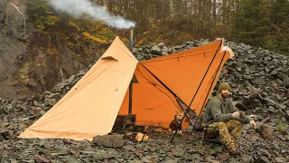 Camping In Rain With Hot Tent