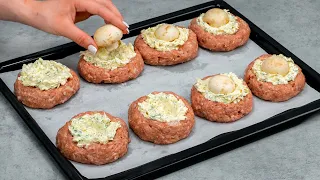 Be creative! Surprise the loved ones with nests made of minced meat and mushrooms