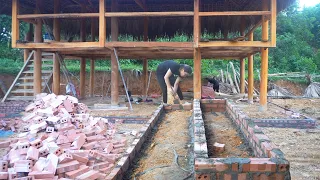 Build Border Around The Floor of Wooden House By Bricks And Cement - Concrete Floor Strip