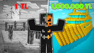 1TL VS 1,000,000TL TEKNE YAPI KAPIŞMASI! - MİNECRAFT